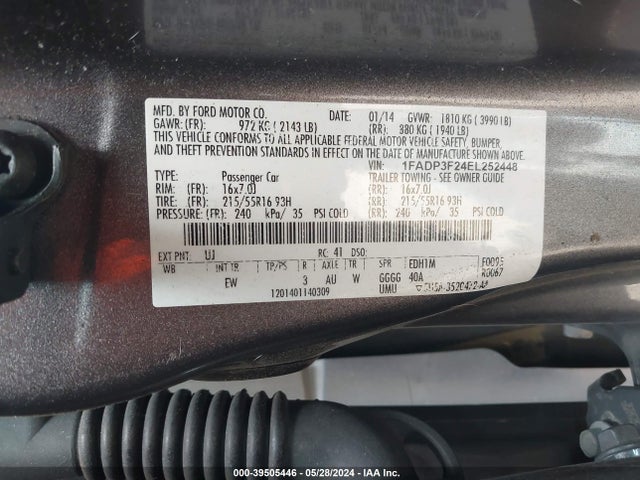 Ford FOCUS SE 2014 1FADP3F24EL252448 Image 9