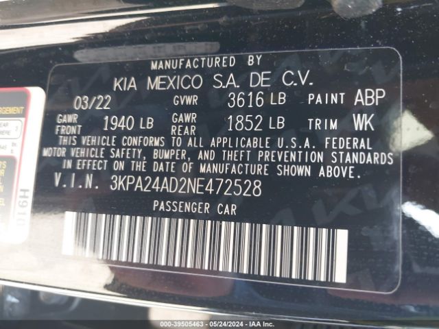 3KPA24AD2NE472528 KIA RIO S