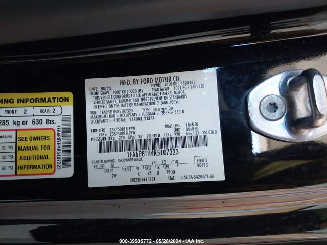 Ford Mustang Ecoboost Fastback 2024 1FA6P8TH4R5107323 Image 9