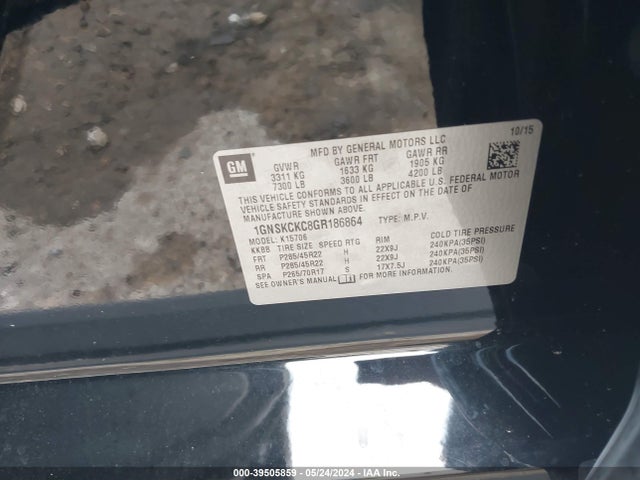 Chevrolet Tahoe Ltz 2016 1GNSKCKC8GR186864 Image 9
