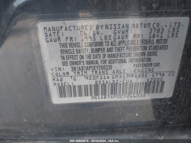 Nissan SENTRA SV 2014 3N1AB7AP0EY266038 Image 9