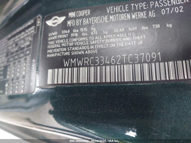 2002 MINI COOPER WMWRC33462TC37091 Photo 8