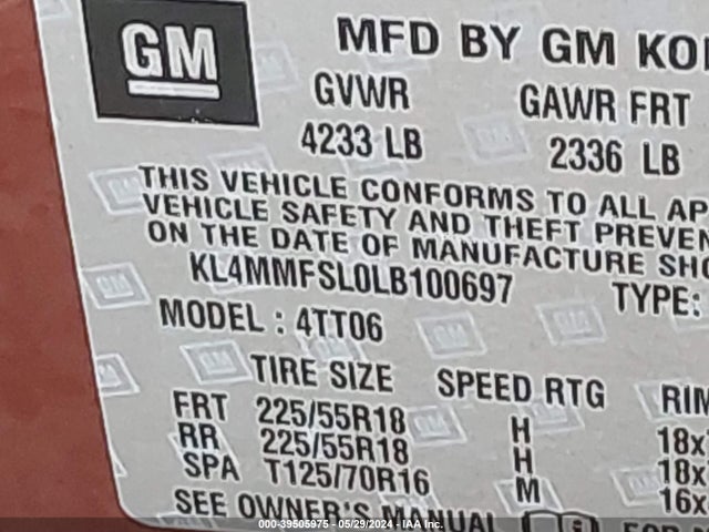 KL4MMFSL0LB100697 Buick Encore Gx Fwd Essence