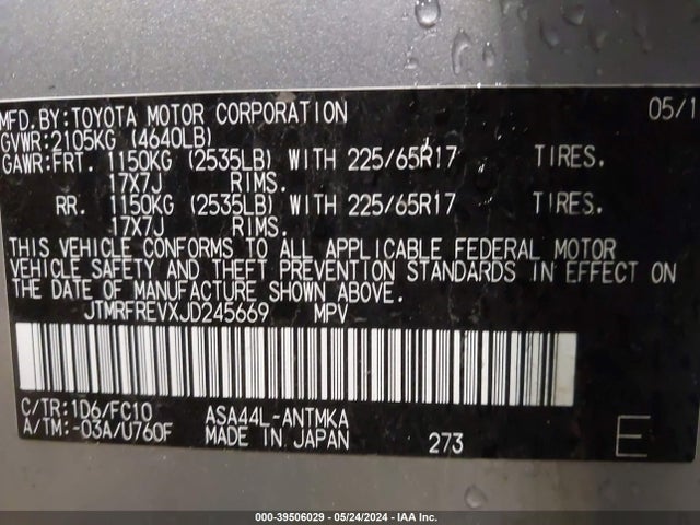 Toyota Rav4 Xle 2018 JTMRFREVXJD245669 Image 9