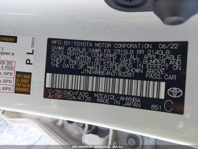 Toyota COROLLA SE 2022 JTND4MBE4N3183281 Image 9