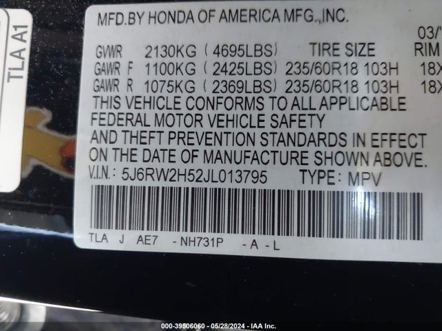 Honda CR-V EX 2018 5J6RW2H52JL013795 Image 9
