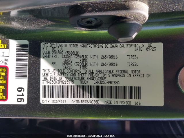 3TMAZ5CN3PM215975 Toyota Tacoma Trd Off Road