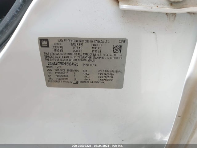 Chevrolet Equinox 2lt 2015 2GNALCEK2F6334528 Image 9