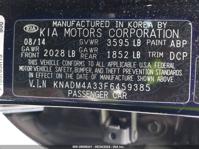 KIA RIO LX 2015 KNADM4A33F6459385 Image 9