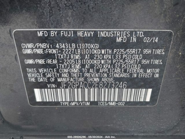 JF2GPACC2E8273246 Subaru Xv Crosstrek 2.0i Premium
