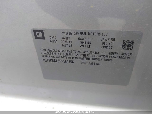 Chevrolet MALIBU 1LT 2015 1G11C5SL3FF104156 Image 9