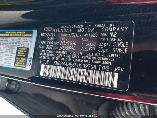 KM8R44HE6LU039798 Hyundai Palisade Sel
