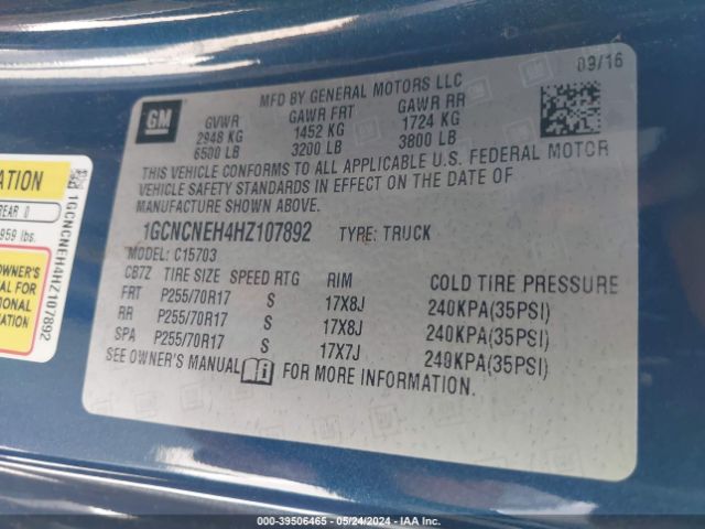 1GCNCNEH4HZ107892 Chevrolet Silverado 1500 Wt