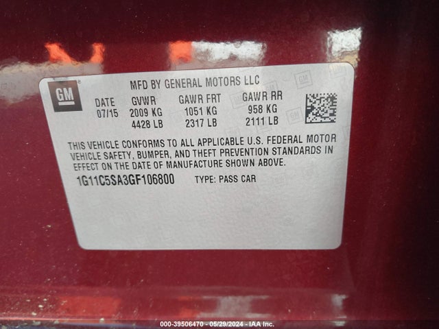 Chevrolet Malibu Limited Lt 2016 1G11C5SA3GF106800 Image 9