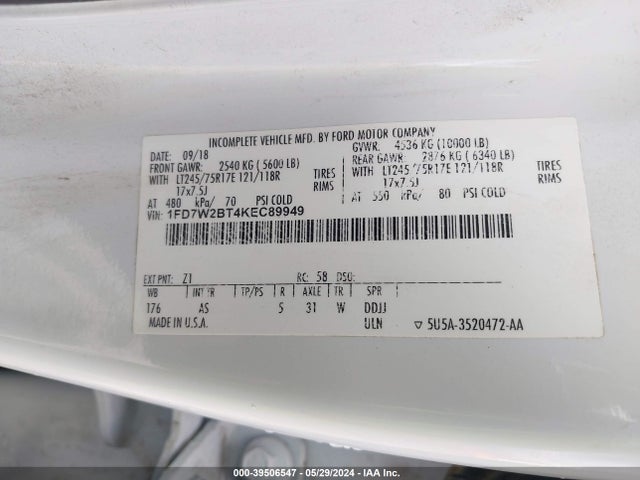 Ford F-250 Xl 2019 1FD7W2BT4KEC89949 Image 9