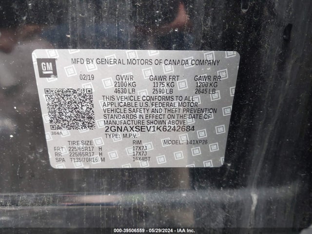 Chevrolet EQUINOX LS 2019 2GNAXSEV1K6242684 Image 9