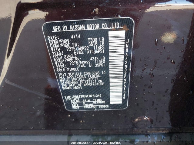 Infiniti QX80 2014 JN8AZ2ND2E9751349 Image 9