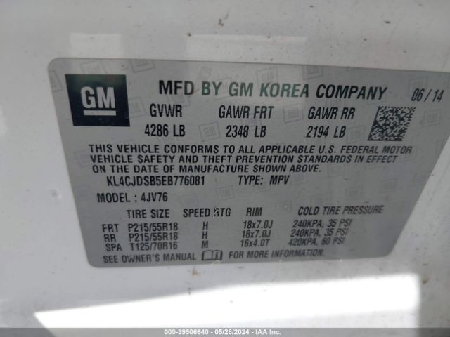 KL4CJDSB5EB776081 Buick Encore Premium