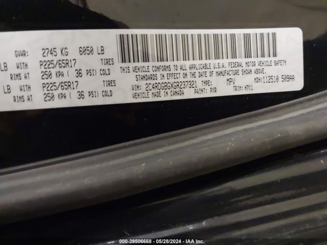 2C4RDGBGXGR237321 Dodge Grand Caravan American Value Pkg