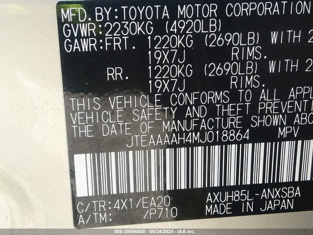 Toyota Venza Limited 2021 JTEAAAAH4MJ018864 Image 9