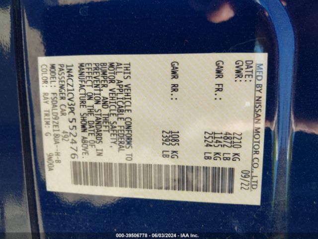 1N4CZ1CV3PC552476 Nissan Leaf Sv Plus 60 Kwh