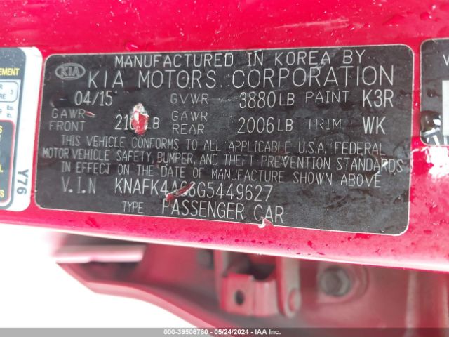 KNAFK4A66G5449627 KIA FORTE LX