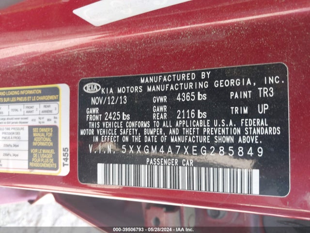KIA Optima Lx 2014 5XXGM4A7XEG285849 Image 9