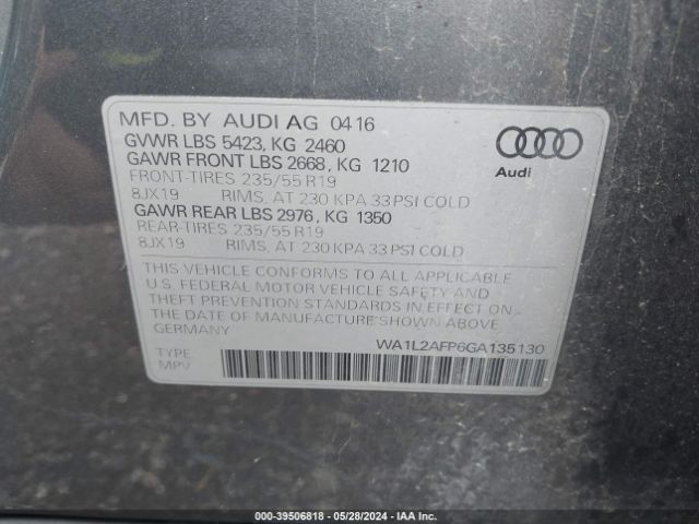 WA1L2AFP6GA135130 Audi Q5 2.0t Premium