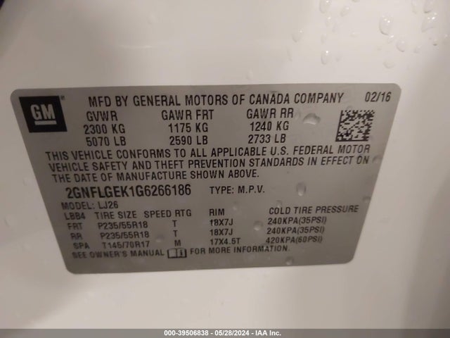 Chevrolet Equinox Ltz 2016 2GNFLGEK1G6266186 Image 9