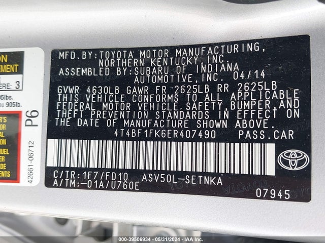 Toyota CAMRY LE 2014 4T4BF1FK6ER407490 Image 9
