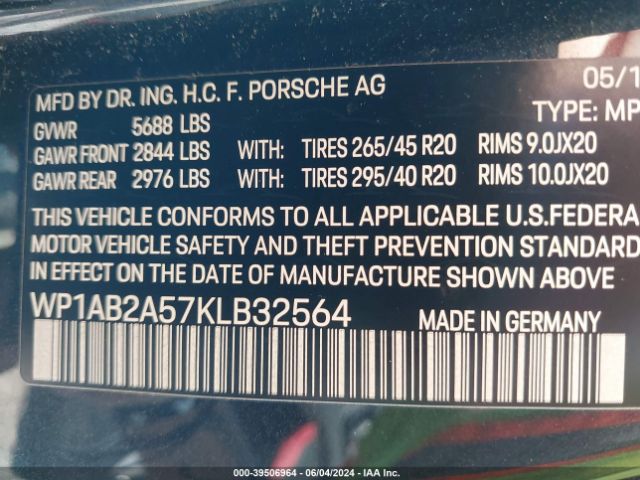 2019 PORSCHE MACAN WP1AB2A57KLB32564 Photo 8