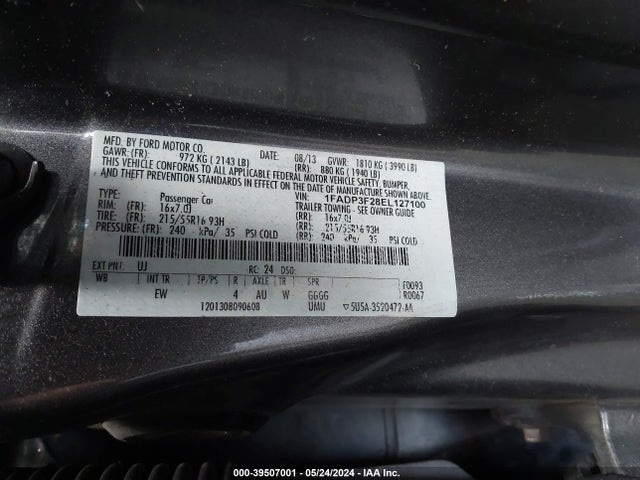 Ford FOCUS SE 2014 1FADP3F28EL127100 Image 9
