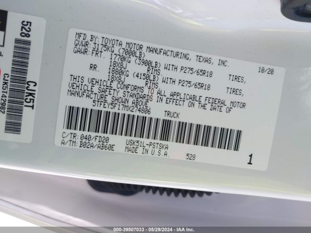 5TFEY5F17MX274806 Toyota Tundra Sr5
