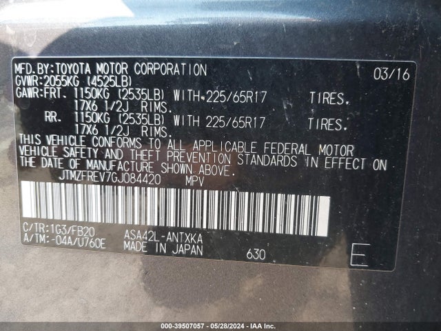 Toyota RAV4 LE 2016 JTMZFREV7GJ084420 Image 9