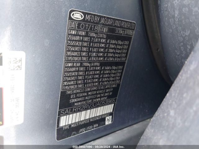 SALRR2RV3JA053965 Land Rover Discovery Hse