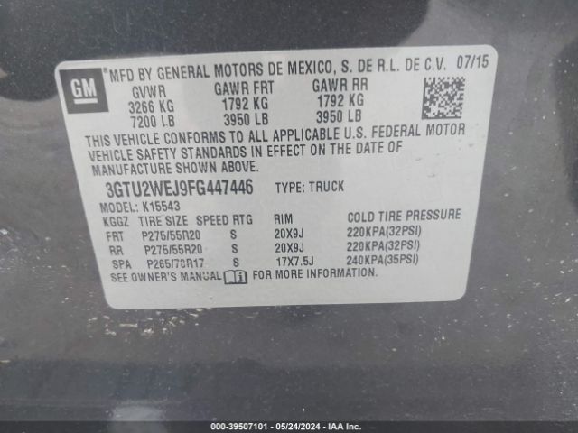 3GTU2WEJ9FG447446 GMC Sierra 1500 Denali