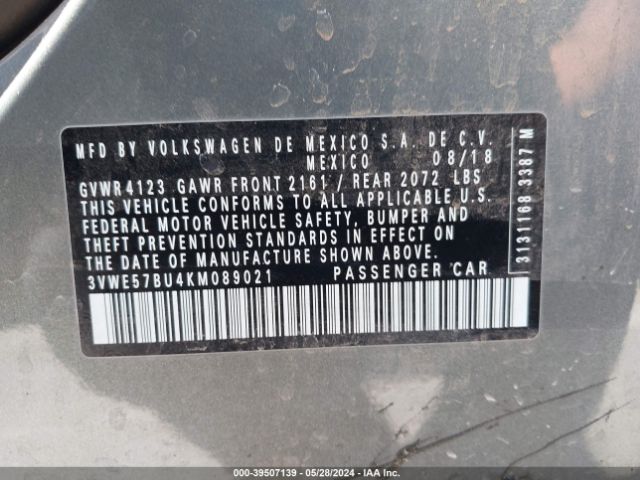 3VWE57BU4KM089021 Volkswagen Jetta 1.4t Sel
