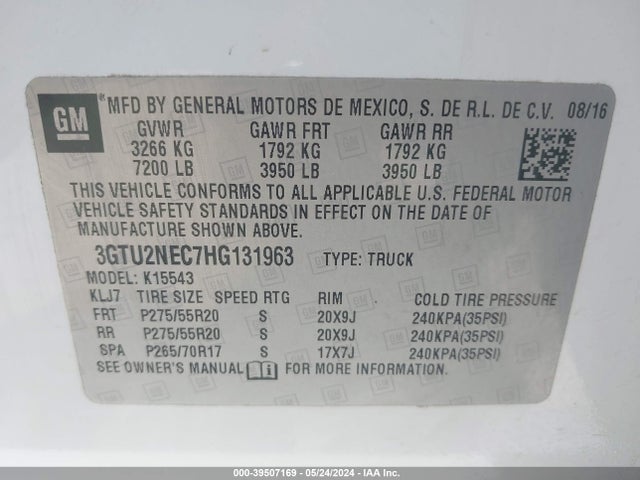 GMC Sierra 1500 Slt 2017 3GTU2NEC7HG131963 Image 9