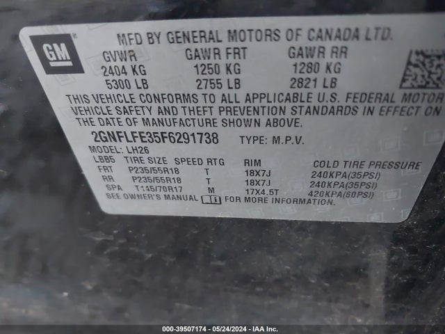 Chevrolet EQUINOX 1LT 2015 2GNFLFE35F6291738 Image 9