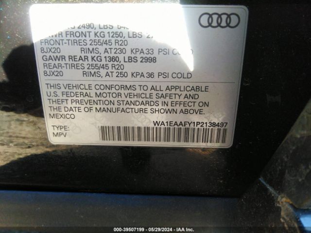 WA1EAAFY1P2138497 Audi Q5 Premium Plus 45 Tfsi S Line Quattro