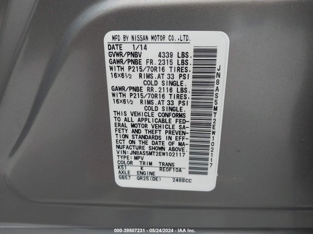Nissan Rogue Select S 2014 JN8AS5MT2EW102117 Image 9