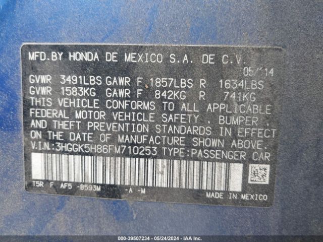 3HGGK5H86FM710253 Honda Fit Ex/ex-l