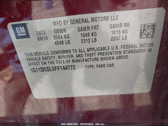 Chevrolet MALIBU 2LT 2015 1G11D5SL9FF144772 Image 9