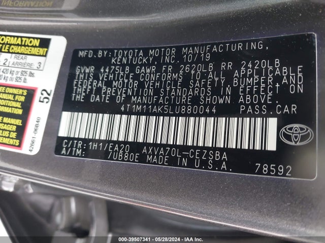 Toyota CAMRY SE 2020 4T1M11AK5LU880044 Image 9