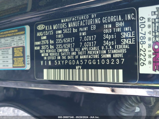KIA Sorento 3.3l Lx 2016 5XYPGDA57GG103237 Image 9