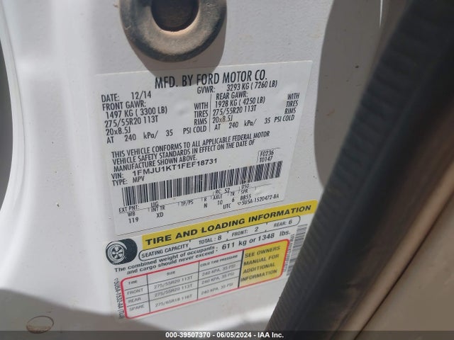 Ford Expedition Limited 2015 1FMJU1KT1FEF18731 Image 9