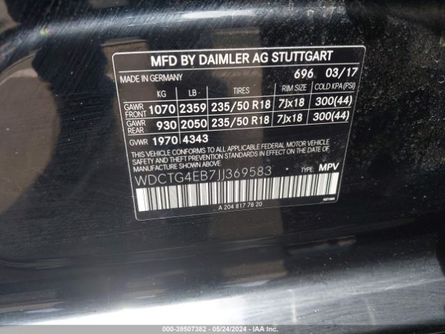 WDCTG4EB7JJ369583 Mercedes-Benz GLA 250