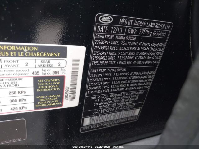 SALWR2WFXEA339267 Land Rover Range Rover Sport 3.0l V6 Supercharged Hse