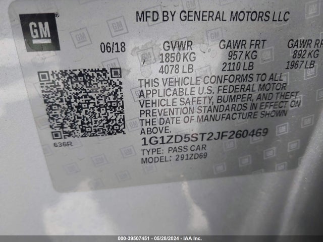 Chevrolet MALIBU LT 2018 1G1ZD5ST2JF260469 Image 9