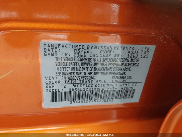 Nissan Sentra Sr Xtronic Cvt 2022 3N1AB8DV7NY270541 Image 9